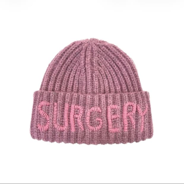 써저리 핸드스티치 비니 핑크