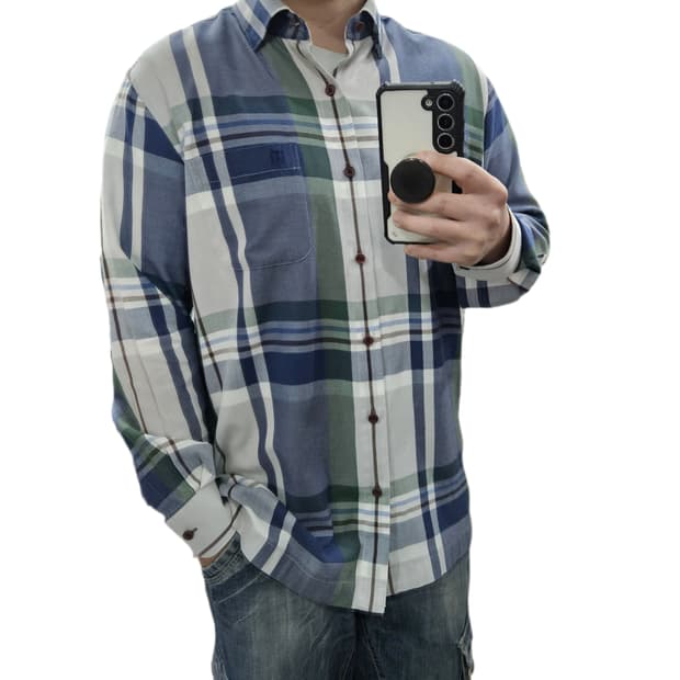 100 닥스 체크셔츠 블루 카키