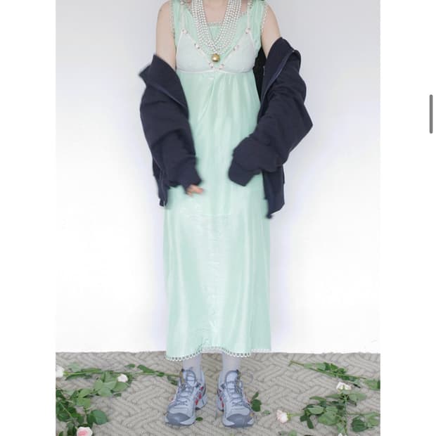 silky long dress mint