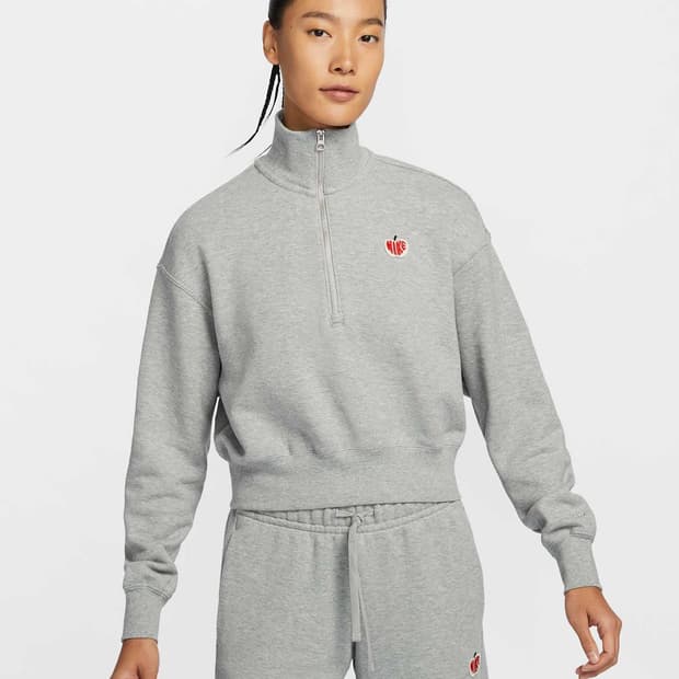 나이키 여성 피닉스 플리스 쿼터집 크롭 스웻셔츠 S