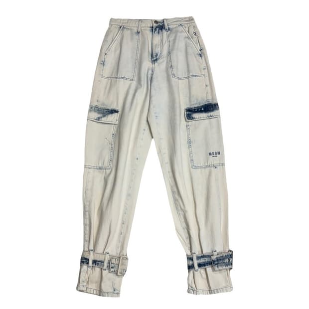 MSGM 라이트워시 데님 카고팬츠 38
