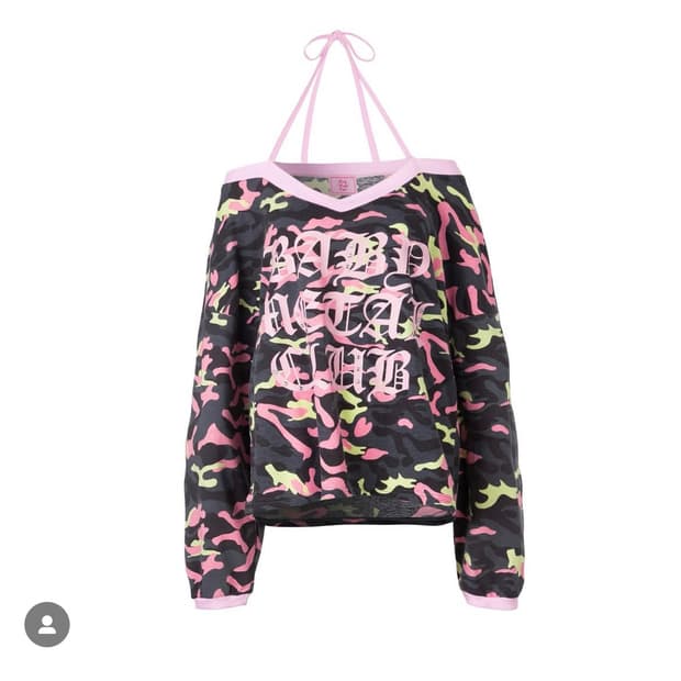 베이비메탈클럽 레오파드 로고 스트링 티셔츠 카모