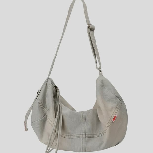 스컬프터 빈티지 브러쉬드 데님 더플백 아이시핑크