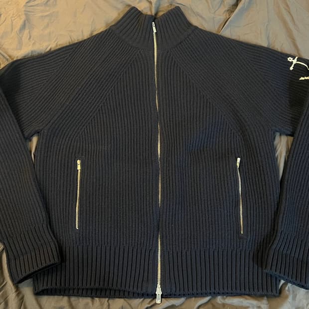 [M]건지울른스 피셔맨 울 투웨이 집업 스웨터(네이비)