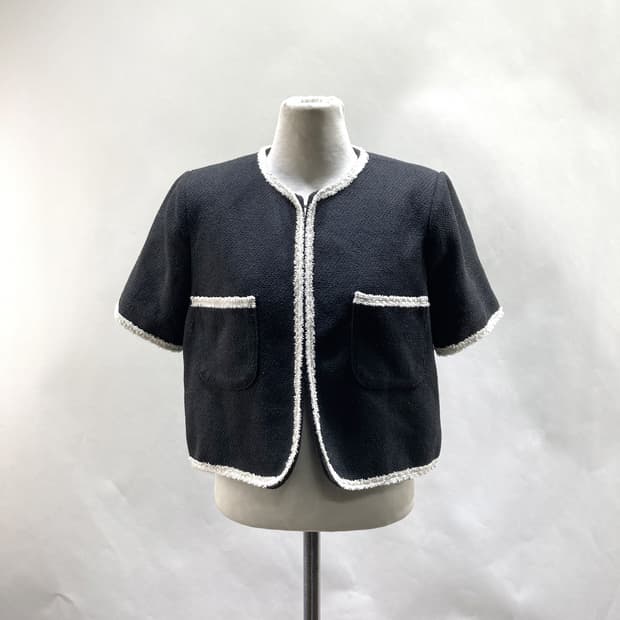 ando 여성크롭트위드반팔자켓 블랙 55