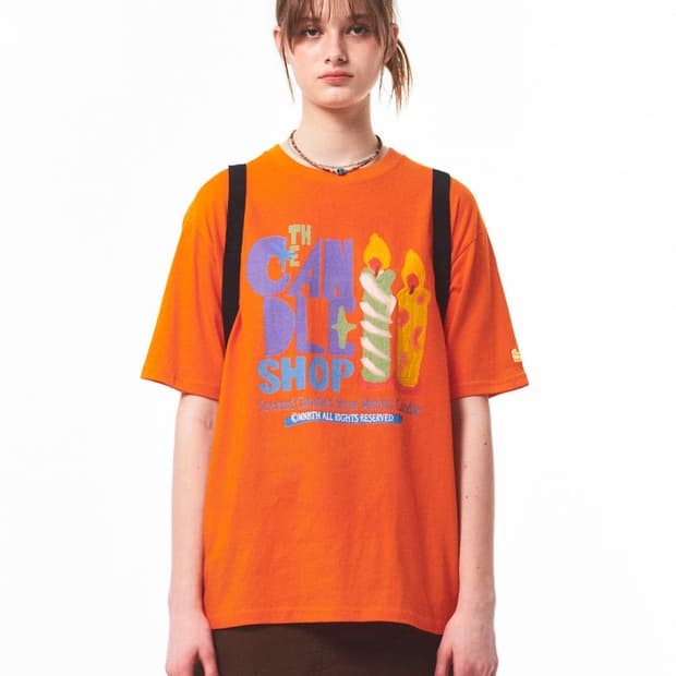 메인부스 Candle Shop T-Shirt 캔들샵 오렌지 티셔츠
