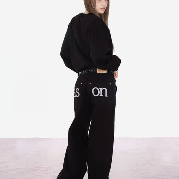 애즈온 바지 SMOG WIDE PANTS / BLACK