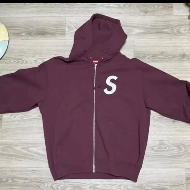 슈프림 버건디 후드집업 L