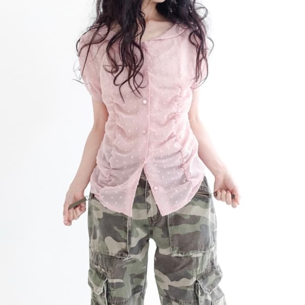 샵페어리 블라우스 seethrough dot pure blouse