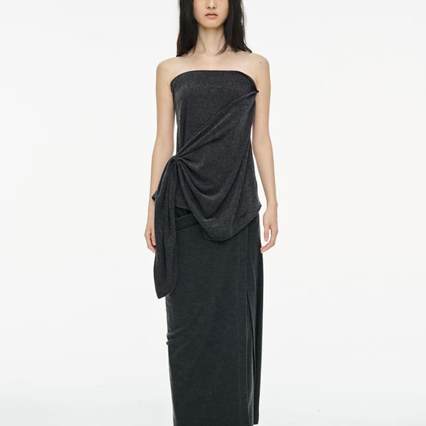 세릭 드레이프 롱스커트 차콜 1