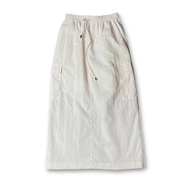 (밴딩) 빈티지 화이트 카고 바스락 롱 스커트