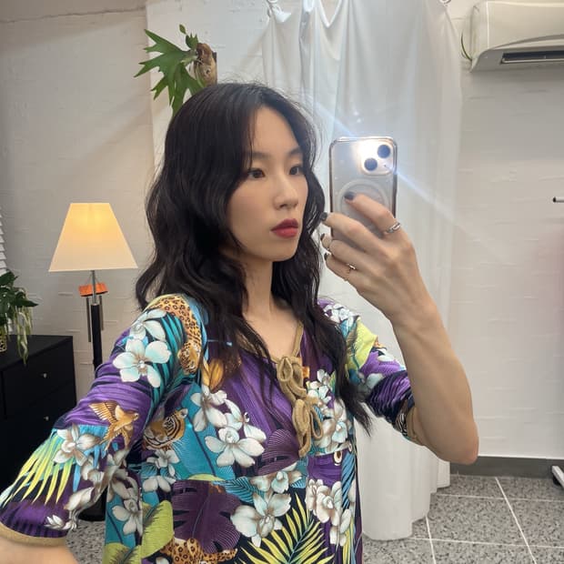 애니멀 프린팅 리본 티셔츠