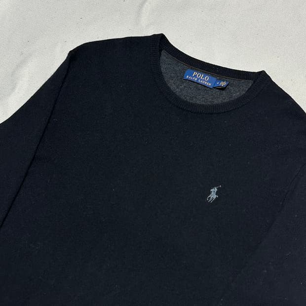 M 폴로랄프로렌 라운드넥 블랙 울 니트 