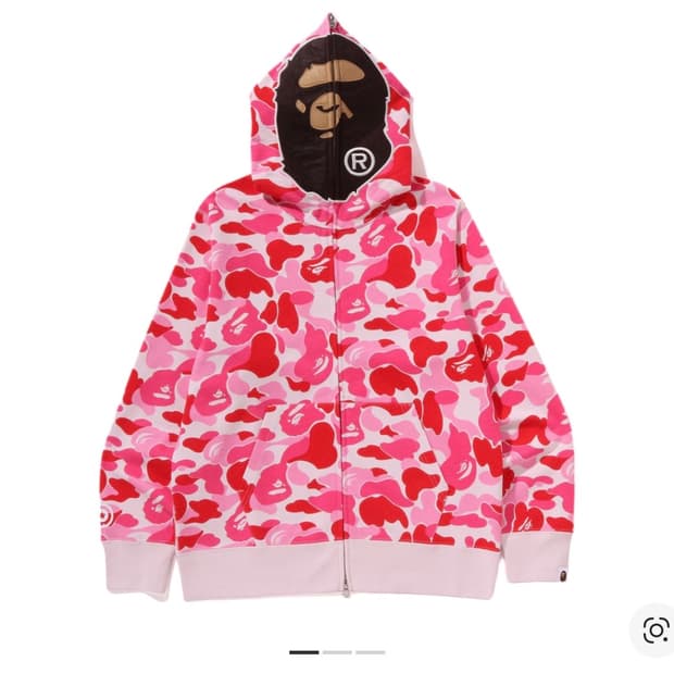 베이프 ABC 카모 세컨드 에이프 풀 집 후드집업 핑크