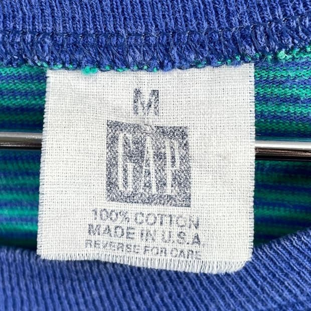 USA 90s old gap border pocket tee