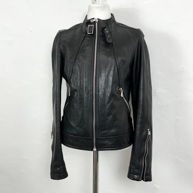 Cowhide Leather Zip-Up Jacket