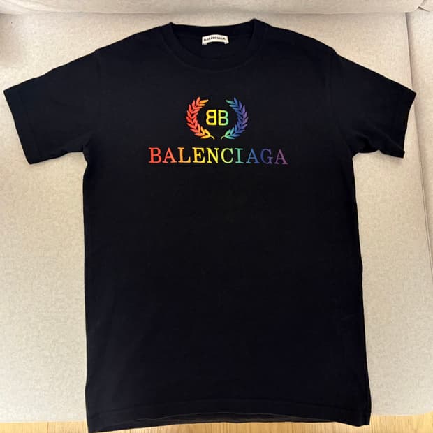 발렌시아가 레인보우 월계수 로고 반팔 티셔츠 XS(44) 여성