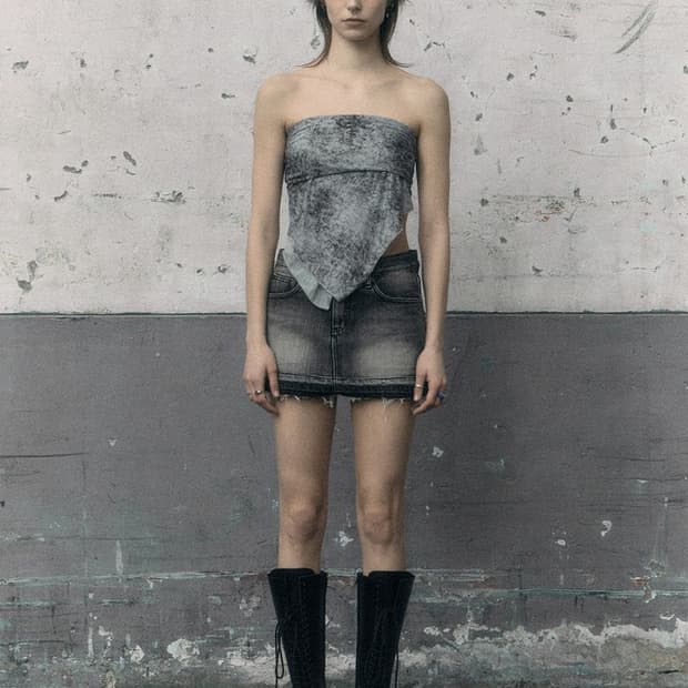 보헤미안 서울(BOHEMIAN SEOUL) 워싱 데님 미니스커트