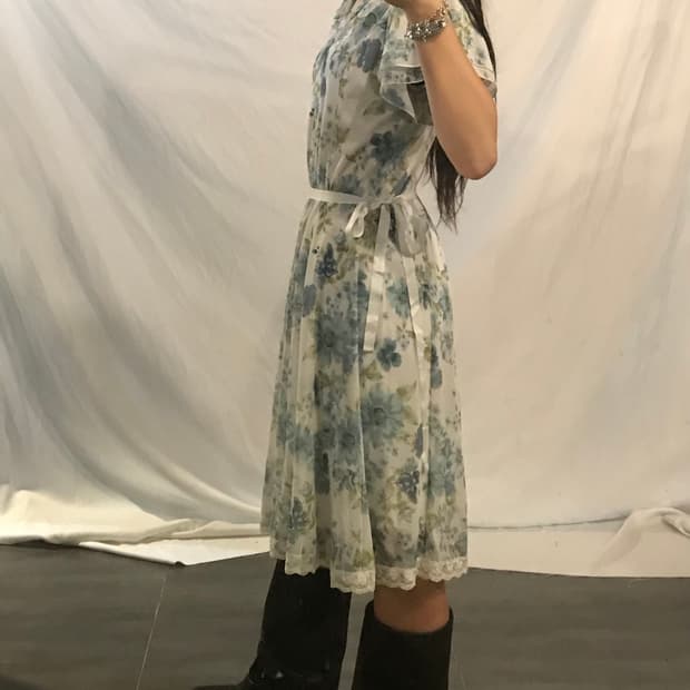 flower pattern chiffon dress