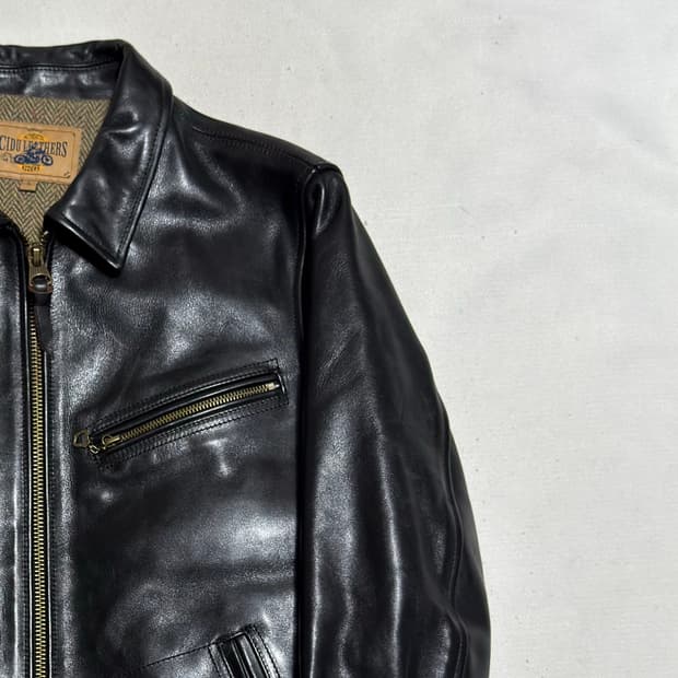 L CIDU LEATHERS 말가죽 바이커 자켓