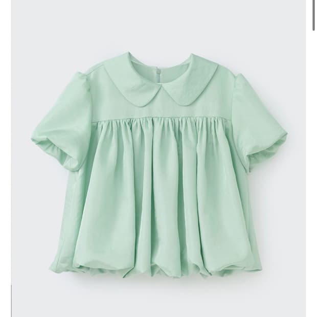 COSMOSS) BALLOON CROPPED BLOUSE (MINT)