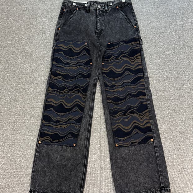 앤더슨벨 에스닉 패치 스트레이트 데님팬츠 M