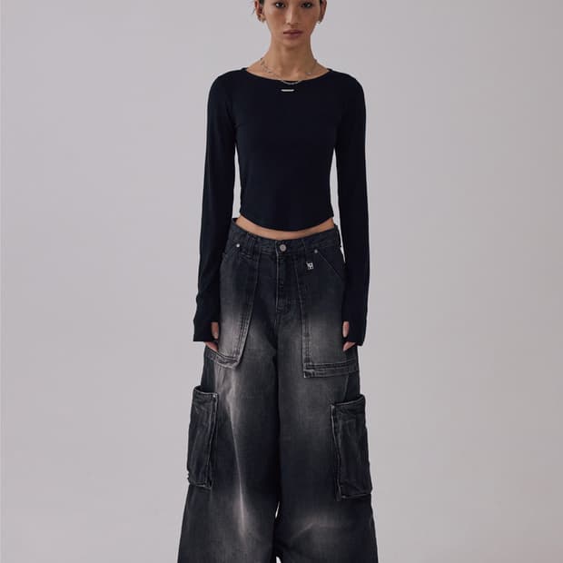 트리밍버드 Boat Neck Finger Hole Long Sleeve 