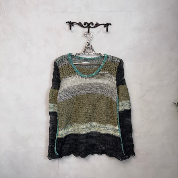 TIME charcoal olive grunge loose knit 