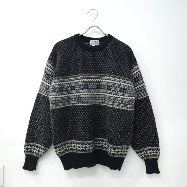 모 100% 블랙 노르딕 니트