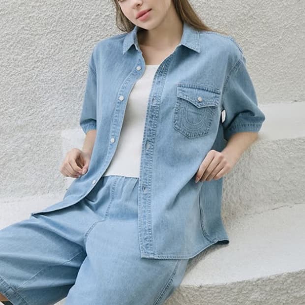 [[여성 XL, 25SS] 트루릴리전 데님 반팔 셔츠@225