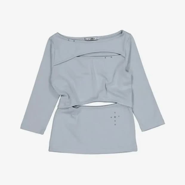 셋업이엑스이 DOUBLE CUT-OUT TOP / MINT GRAY