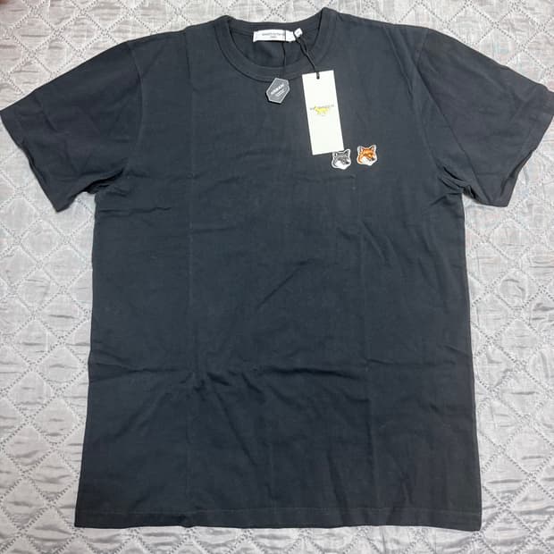 메종키츠네 더블 폭스 헤드 블랙 반팔티