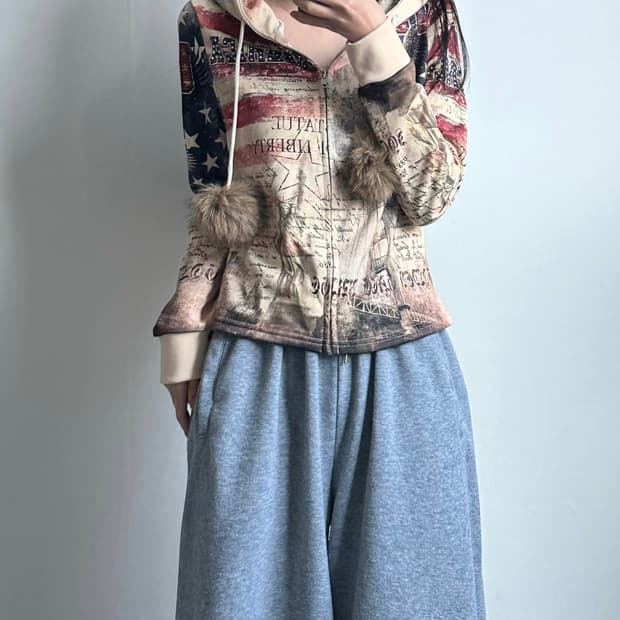 Vintage 빈티지 y2k 와투케 패턴 후드집업