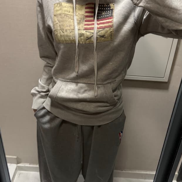 폴로 진 성조기 그레이 후드티 xs