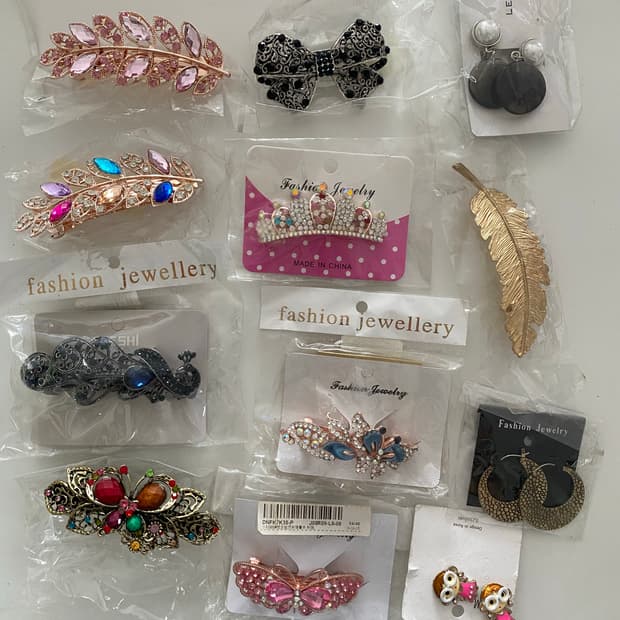 미사용 헤어핀 귀걸이 일괄