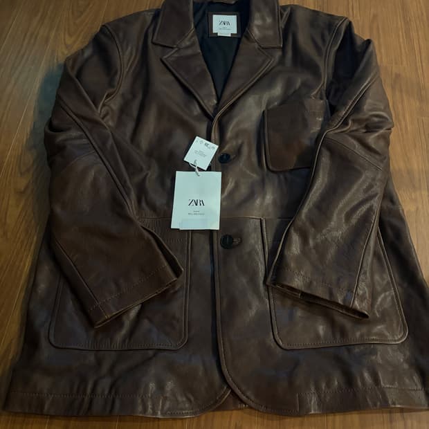 라 ZARA MAN 90’s ARCHIVE 레더 블레이저 브라운 XL