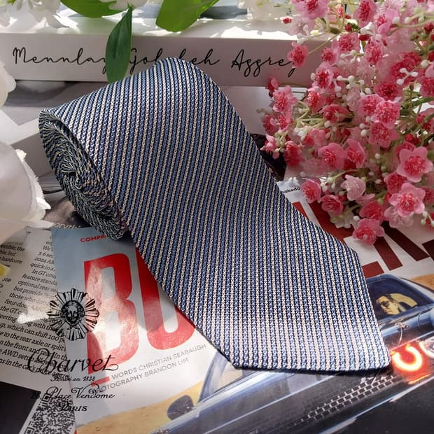 샤르베 실크 블루 스트라이프 넥타이 8.9cm A+등급 K2213