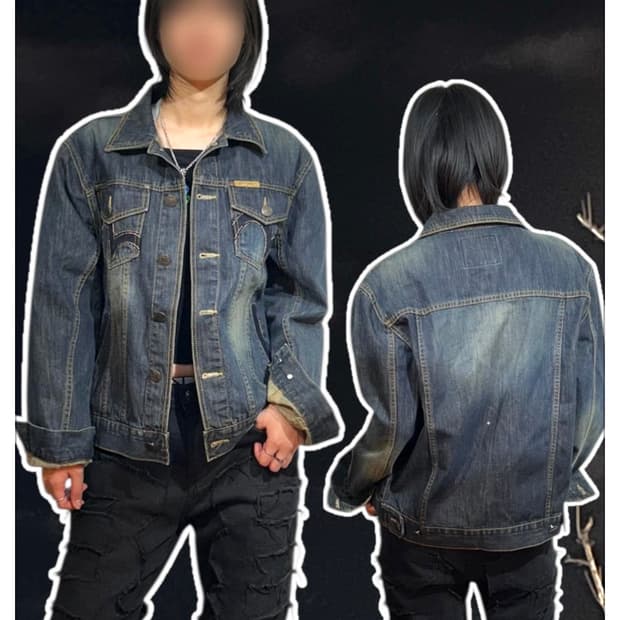 에비수 다이콕 벨벳 스티치 포인트 워싱 데님 청자켓 L