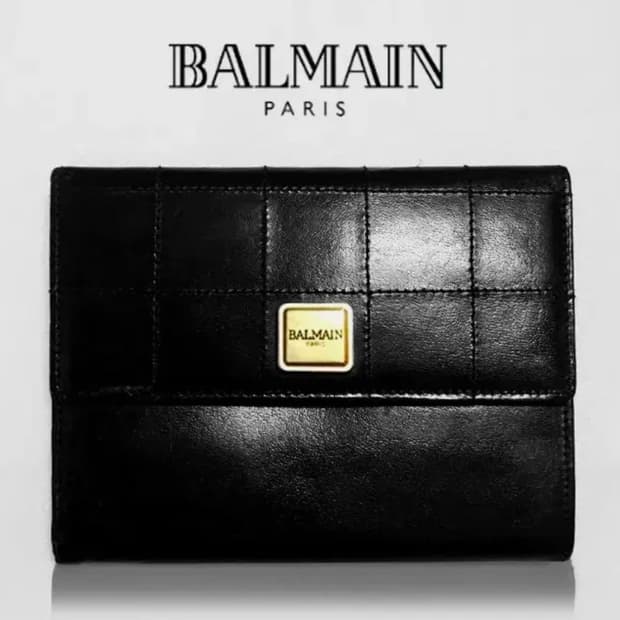 [정품] BALMAIN 발망 금장메탈 로고플레이트 컴팩트 중지갑