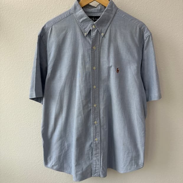 폴로 랄프로렌 클래식핏 멀티포니 자수 옥스퍼드 반팔 셔츠 블루 XL 