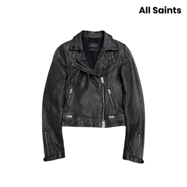 올세인츠 사선 바이커 딱붙 릭오웬스맛 리얼레더 양가죽 자켓