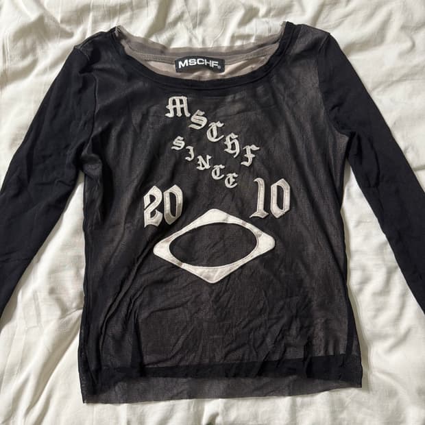 미스치프 Boat Neck Mesh Top 