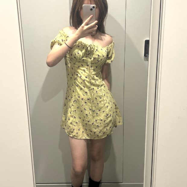 백예린깔 빈티지 러힙 플라워 원피스