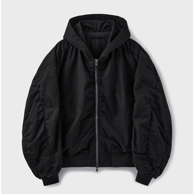 [L] 브랜디드 셔링 후드 봄버 자켓