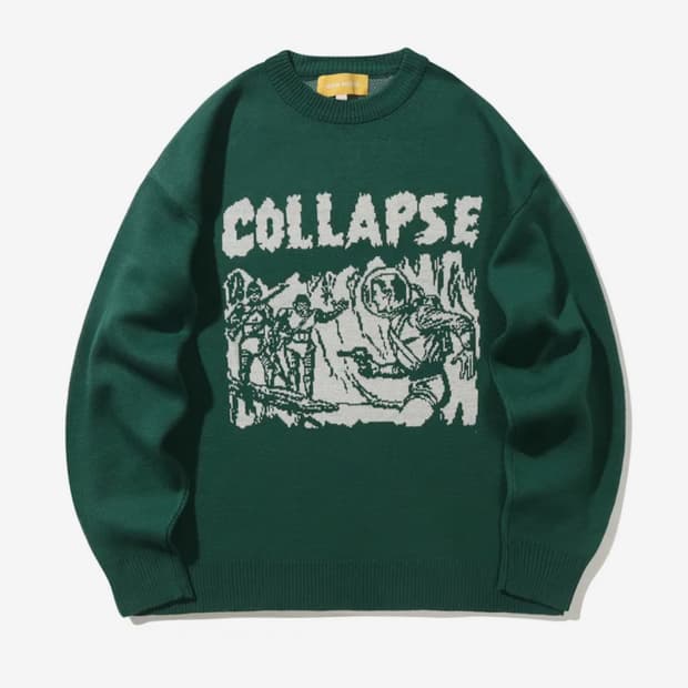 Collapse Oversized Sweater(TEAL GREEN)