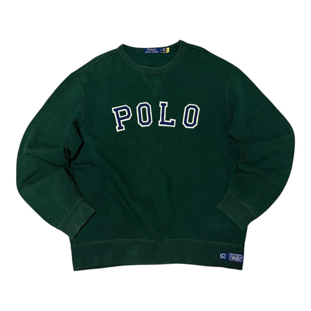 폴로 랄프로렌 신형QR라벨 POLO 로고 딥그린 맨투맨