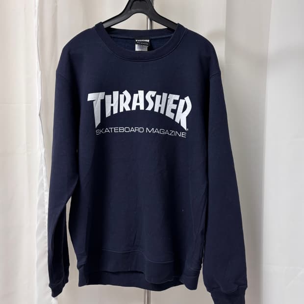 THRASHER 베이직 네이비 기모 맨투맨