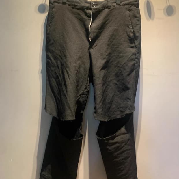 꼼데가르송 블랙 15ss 런어웨이 컷아웃  팬츠