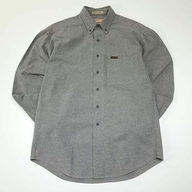 CL369 M 울리치 90s 멕시코판 가죽패치 플란넬 그레이 셔츠 남방