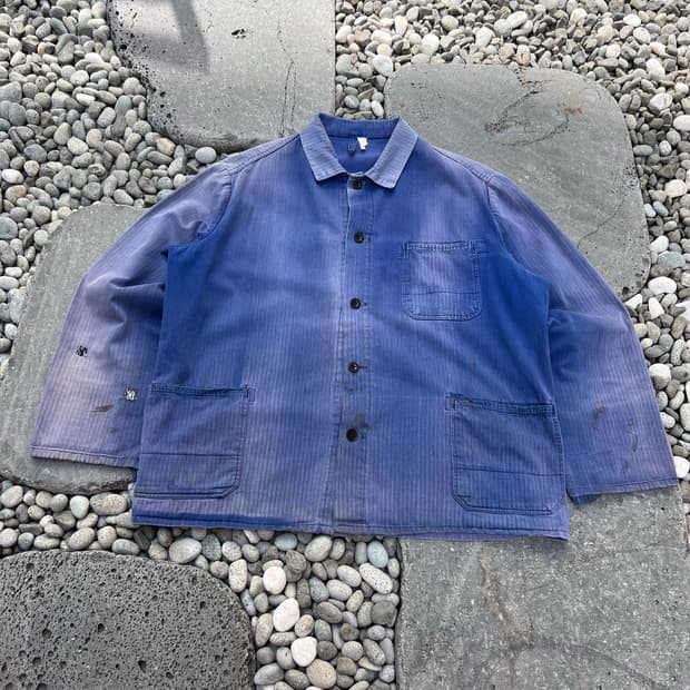 HARD FADED WASHING BLUE HBT 헤링본프렌치워크자켓